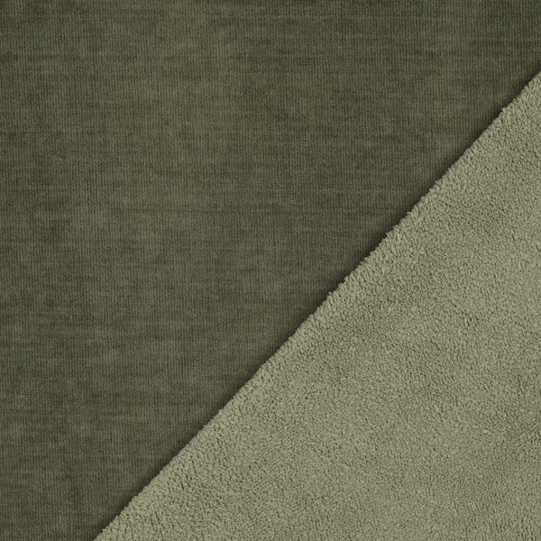 Dubbel Gebreide velours sherpa- Leger Groen  - € 23 /m
