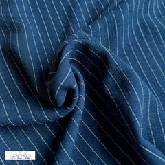 Viscose  Linnen - blauw witte streep -  €30 /m