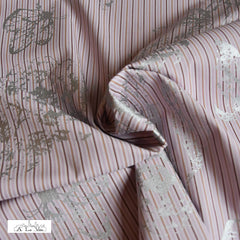 katoen- streep met  zilver print-  €37 /m