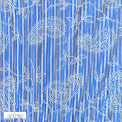 katoen- streep met  borduursel -  €41 /m