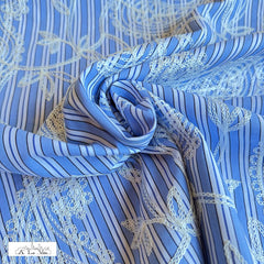 katoen- streep met  borduursel -  €41 /m