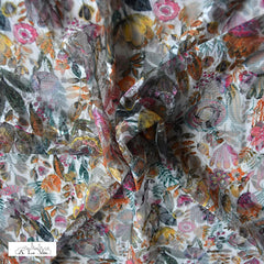 Bedrukt stretch tulle - bloemen pracht  -  €30/m