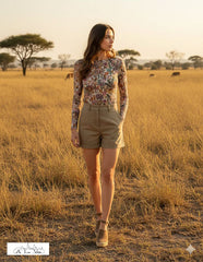 Bedrukt stretch tulle - bloemen pracht  -  €30/m