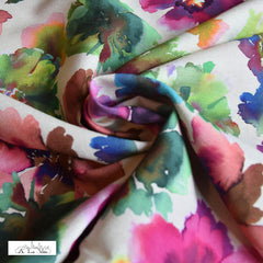 Crinkle -  grote bloemen  ecru-  €31/m