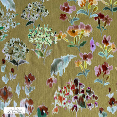 Crinkle -  bloemen  geel groen-  €31/m