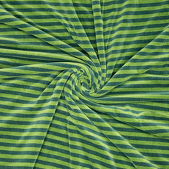 Nicky velours  - Streep donker groen-muntgroen- € 22/m