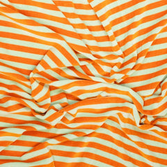 Nicky velours  - Streep oranje -muntgroen- € 22/m