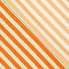 Nicky velours  - Streep oranje -muntgroen- € 22/m