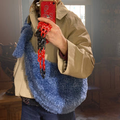 Half langharige Teddy jas   -  jeans blauw -  € 28/m