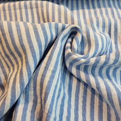 Double Gauze - Double face streep blauw - € 15/m