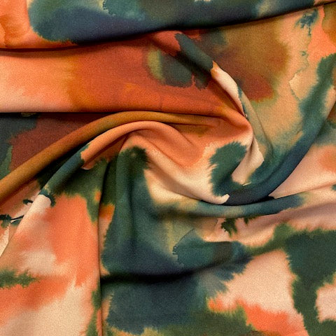 Viscose- vlekken print bruin groen-  € 35/m