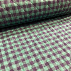 Doorgestikt- ruit groen en blauw  -  € 55 /m