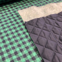 Doorgestikt- ruit groen en blauw  -  € 55 /m