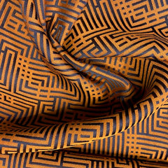 Jacquard - grafisch bruin en blauw -  €43 /m