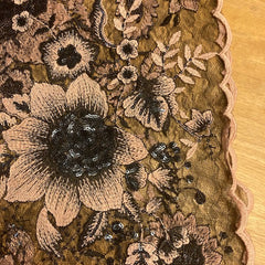 kant - bloemen en pailletten - zwart -  €56/m