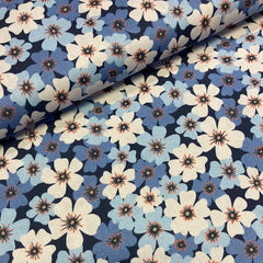 Popline  - bloemen blauw- € 14/m