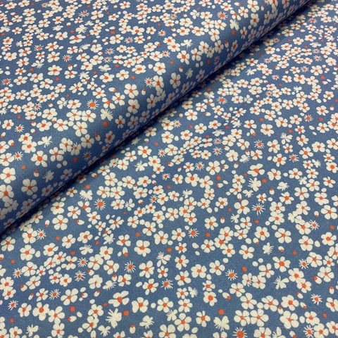 Popline  - bloemen met roodoranje stamper- € 14/m