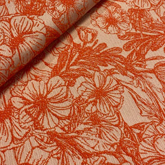 Jacquard-  oranje bloemen -  46 € /m