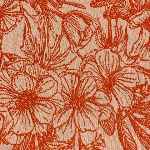 Jacquard-  oranje bloemen -  46 € /m