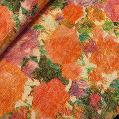 Structuur-  roze en rode bloemen 35 € /m