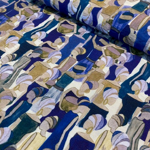 crinkel viscose- gezichten beelden - € 37/m