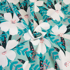 popeline- neon pink flower  - € 17  / m (