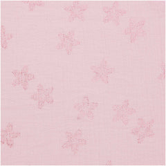 Double Gauze - Licht roos met hotfoil sterren  print  € 20/m